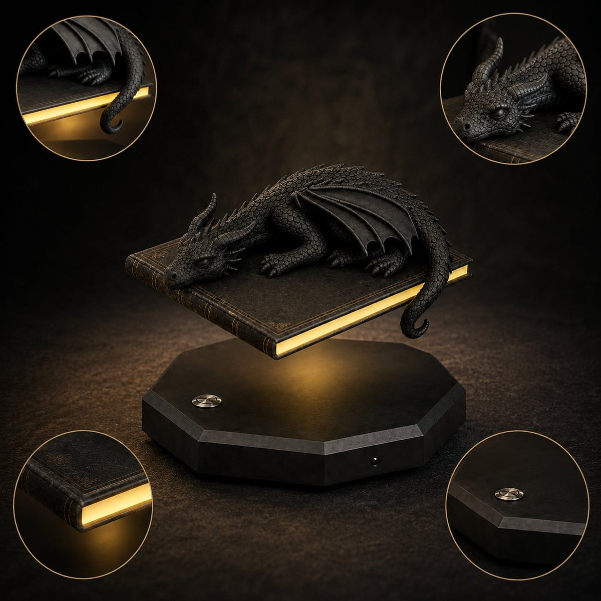 π Magnetic Levitating Floating Dragon Lamp | Bedroom Reading Decor Light