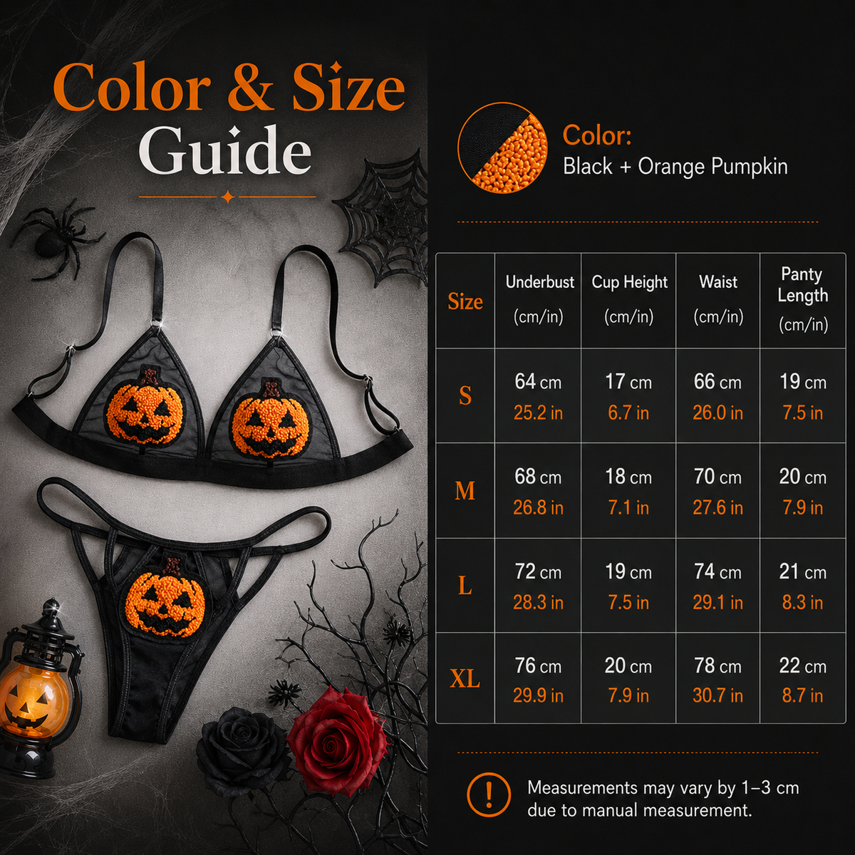 π Sequin Pumpkin Sheer Lingerie Set β Halloween Two-Piece Outfit