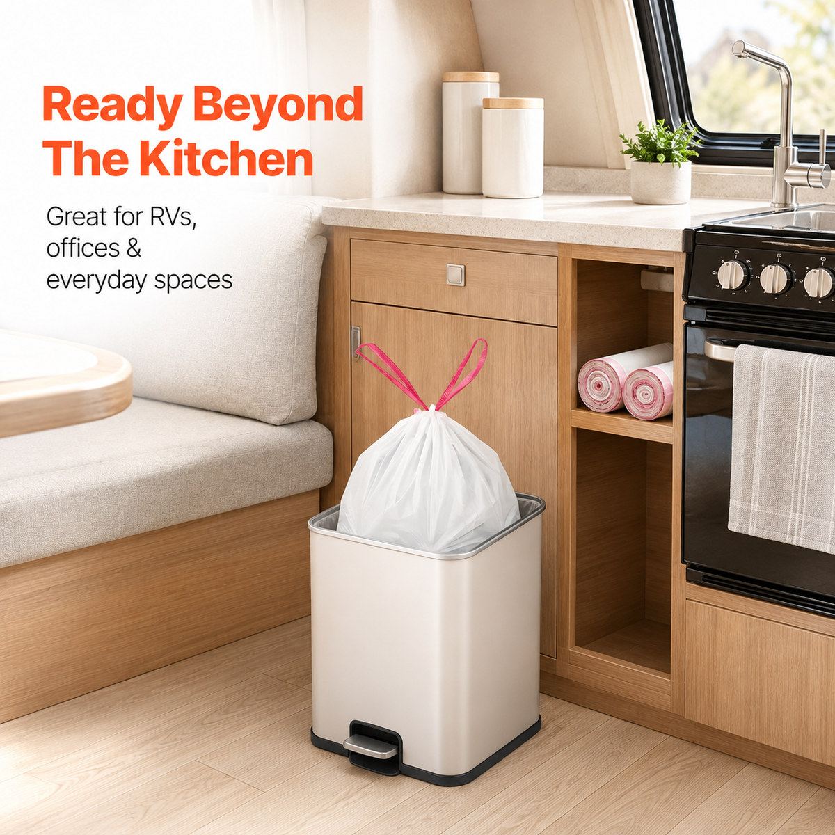 ๐๏ธ Extra-Thick Fresh-Scent Drawstring Kitchen Trash Bags โ 60 Count Leak-Resistant Bags for Home, Office, RV & Camping