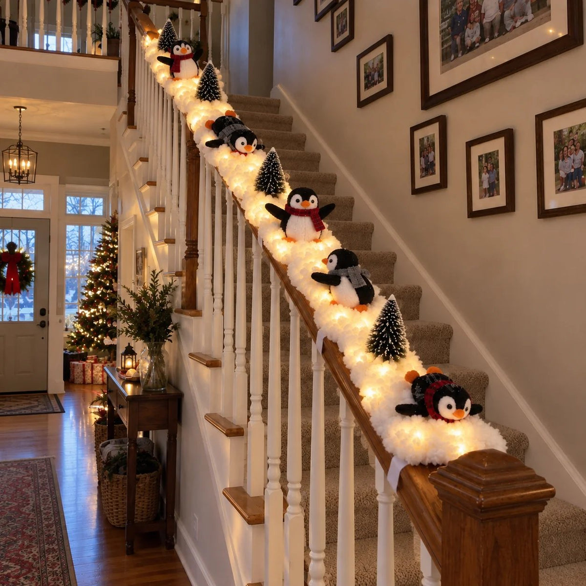🔥Hot Sale 40% OFF🔥Playful Penguin Snowy Stair Railing Decor!!!