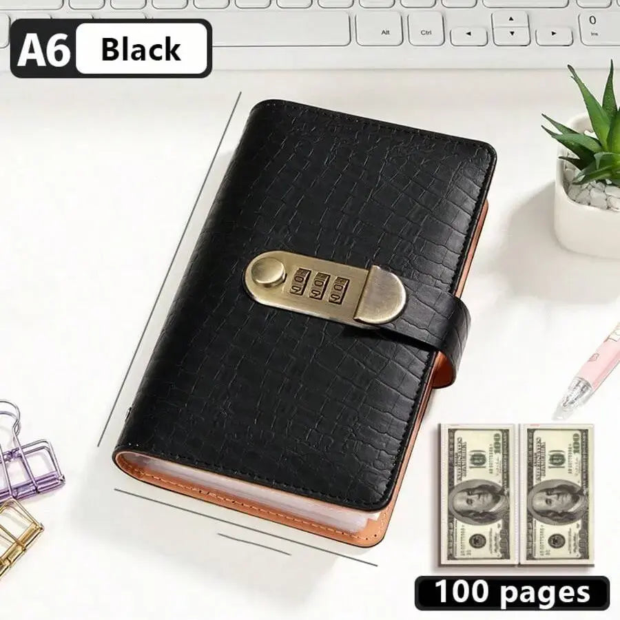 100‑Pocket Banknote Collecting Album, PU Leather Password Lock Currency Binder with Clear Transparent Sleeves, Large‑Capacity Collector Gift