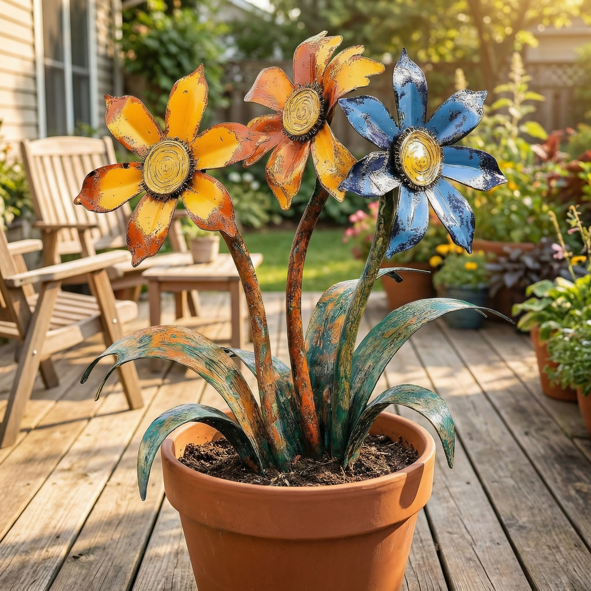 🌼2026 Mother's Day Gifts 55% Off--💖🎁Handcrafted Rustic Metal Flower Garden Stakes