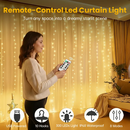 Remote-Control Led Curtain Light-9.8*9.8 FT