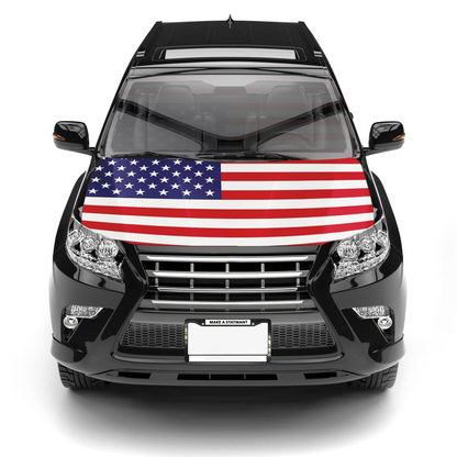 American Flag Car Hood Cover  Fits Trucks SUVs Sedans Jeep Commemorative Edition for Memorial Day Independence Day Celebrating 4th of July