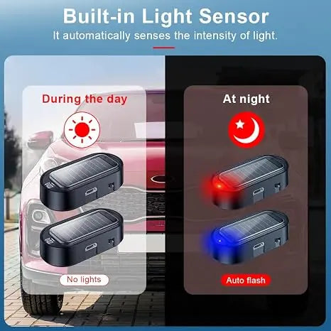 Solar Car Security Warning Light – Simulated LED Anti-Theft Indicator