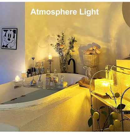 Rechargeable Waterproof Shower Light | 16-Color Ocean Wave Projector with Remote, Wireless Dimmable Bathroom Mood Light