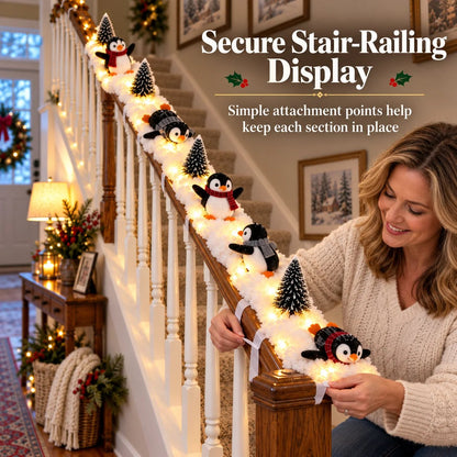 🔥Hot Sale 40% OFF🔥Playful Penguin Snowy Stair Railing Decor！！！