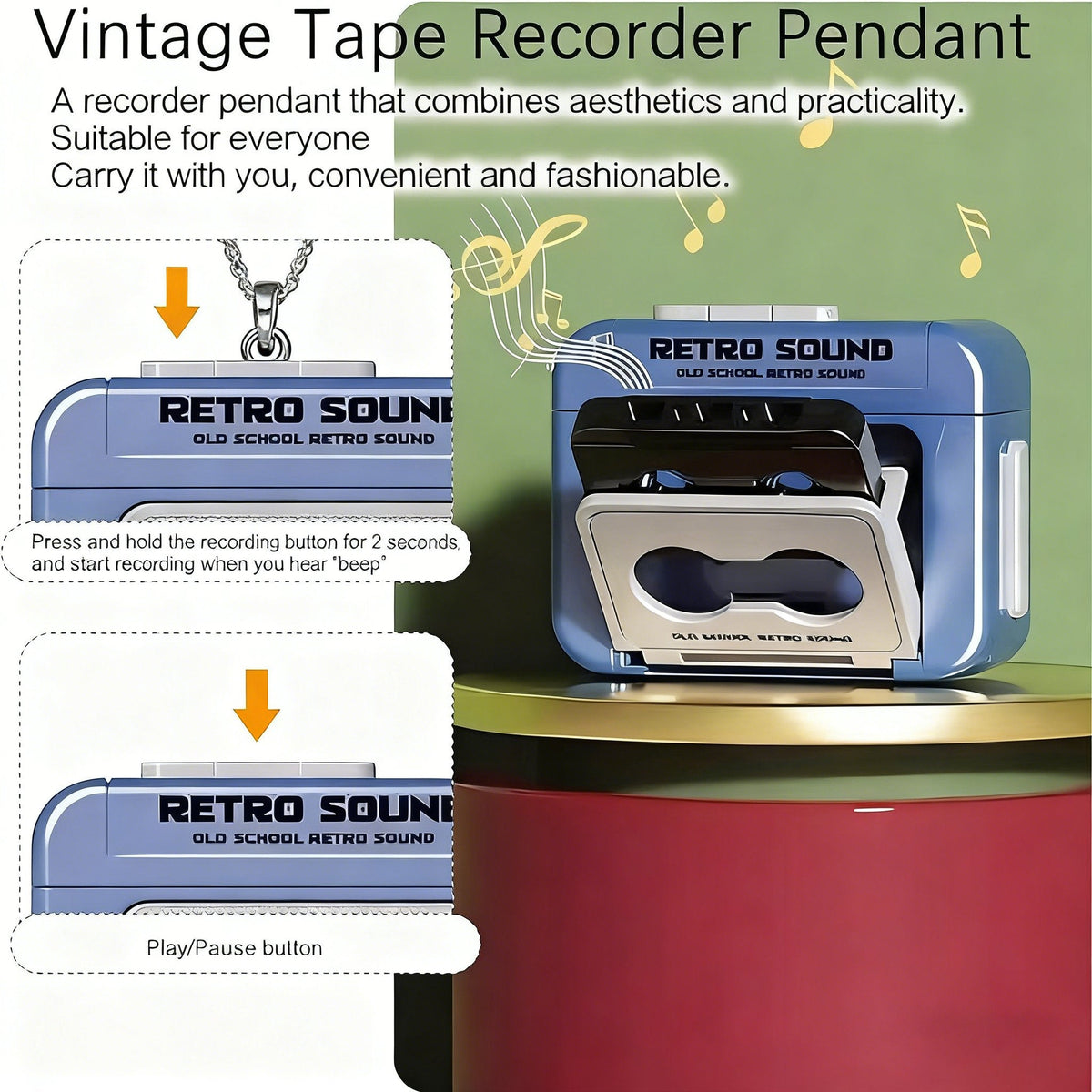 🔥LAST DAY 52% OFF🔥- Retro Recorder Keychain | Mini Cassette Music Player & Recorder