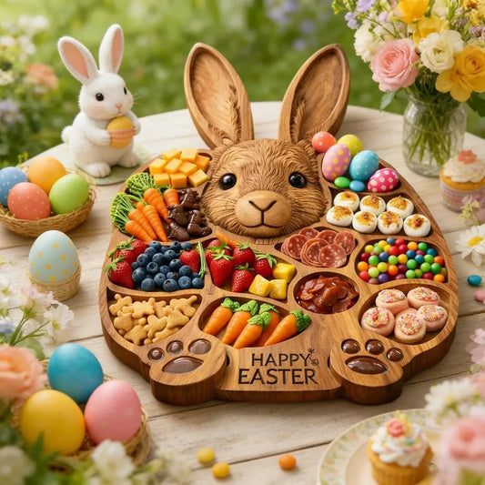 🐇🎁Easter Bunny Wooden Charcuterie Board, Serving Platter, Bunny Snack Tray, for Holiday, Kitchen, Decor