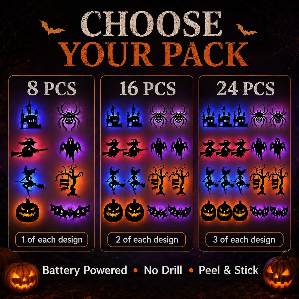 🕯️Halloween LED Silhouette Wall Light Stickers👻🎃