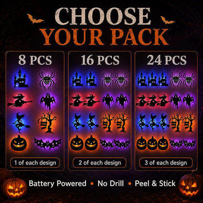 🕯️Halloween LED Silhouette Wall Light Stickers👻🎃