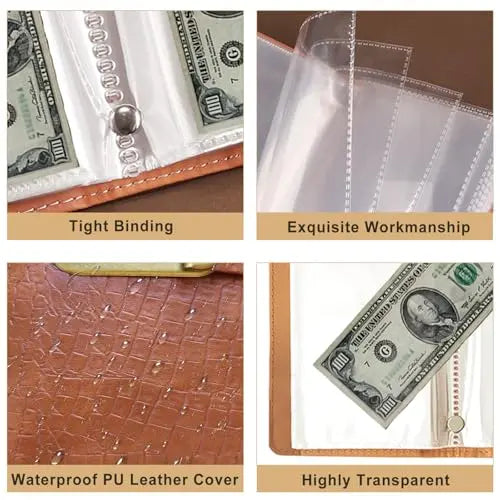 100‑Pocket Banknote Collecting Album, PU Leather Password Lock Currency Binder with Clear Transparent Sleeves, Large‑Capacity Collector Gift