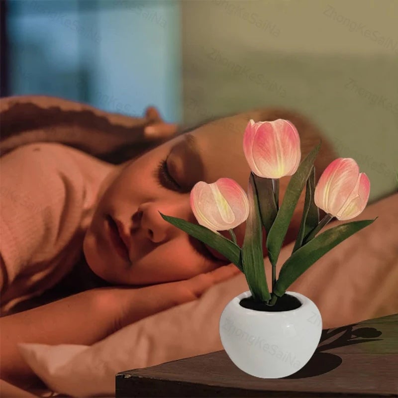 ✨FREESHIPPING🌷LED Night Light – Tulip Design with Vase