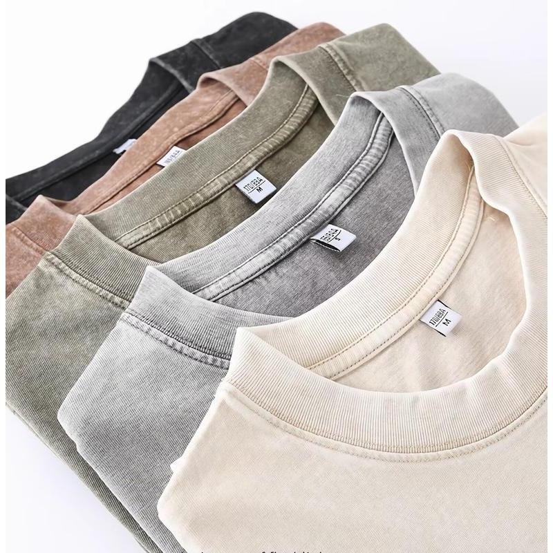 1/4 Pack Oversized T shirts for Men Gym Vintage Heavyweight T Shirts Cotton Workout Acid Wash Baggy Tees