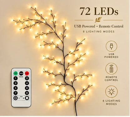 ✨ Flexible LED Branch Lights | Remote-Controlled Holiday Wall Decor(📦Buy 2 Free Shipping)🎁！！！