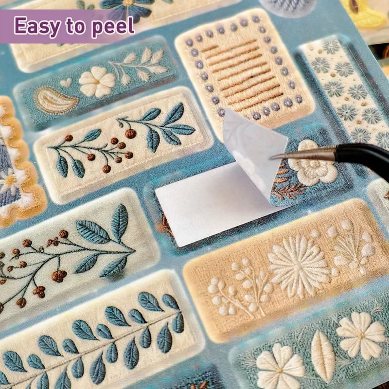 🪡✨680+ Pcs Realistic Faux Embroidery Effect Sticker Book