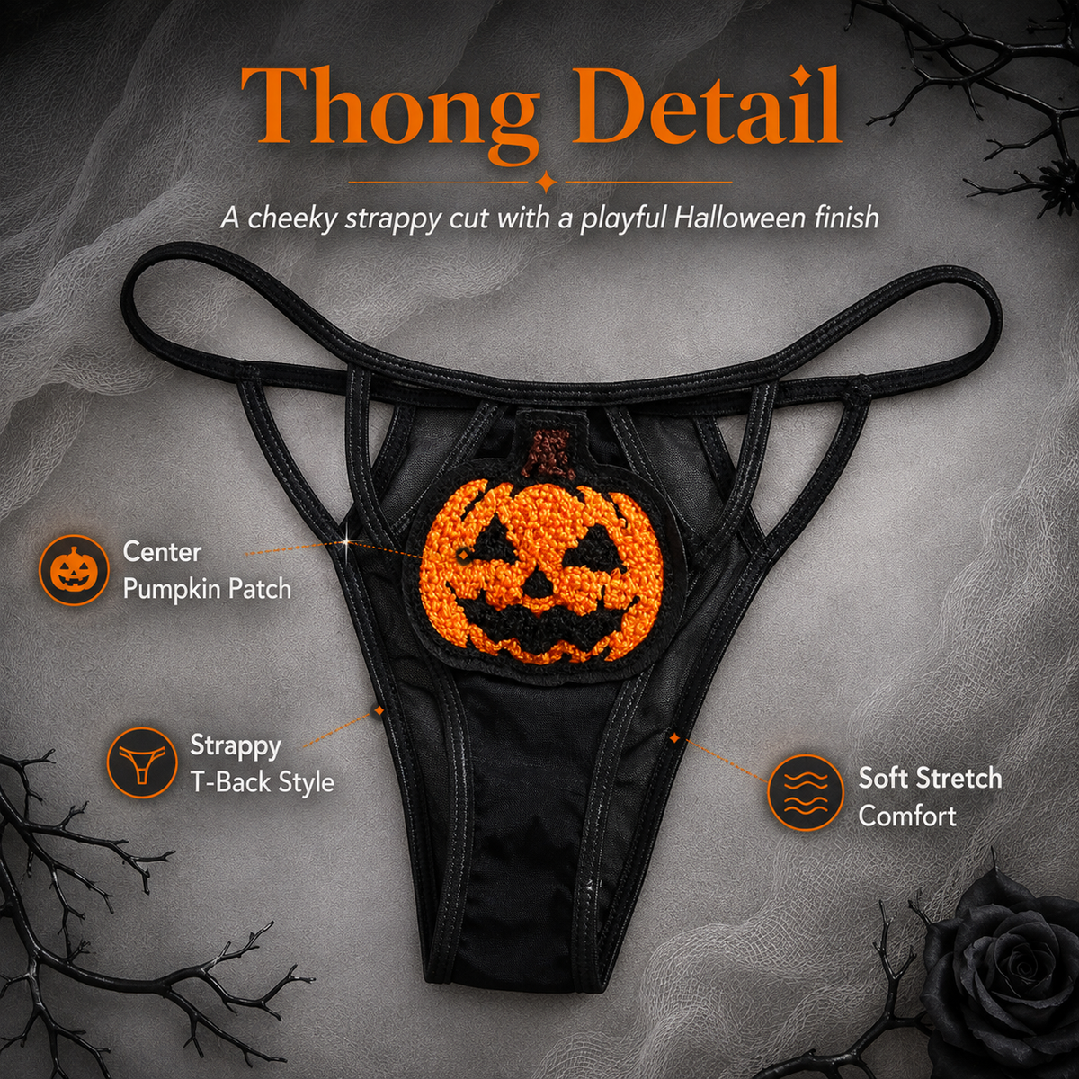 🎃 Sequin Pumpkin Sheer Lingerie Set – Halloween Two-Piece Outfit