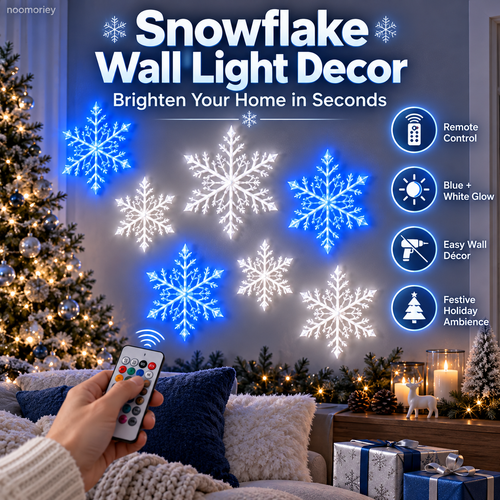 ❄️ LED Snowflake Wall Lights  – Blue & White Christmas Holiday Decor！！！