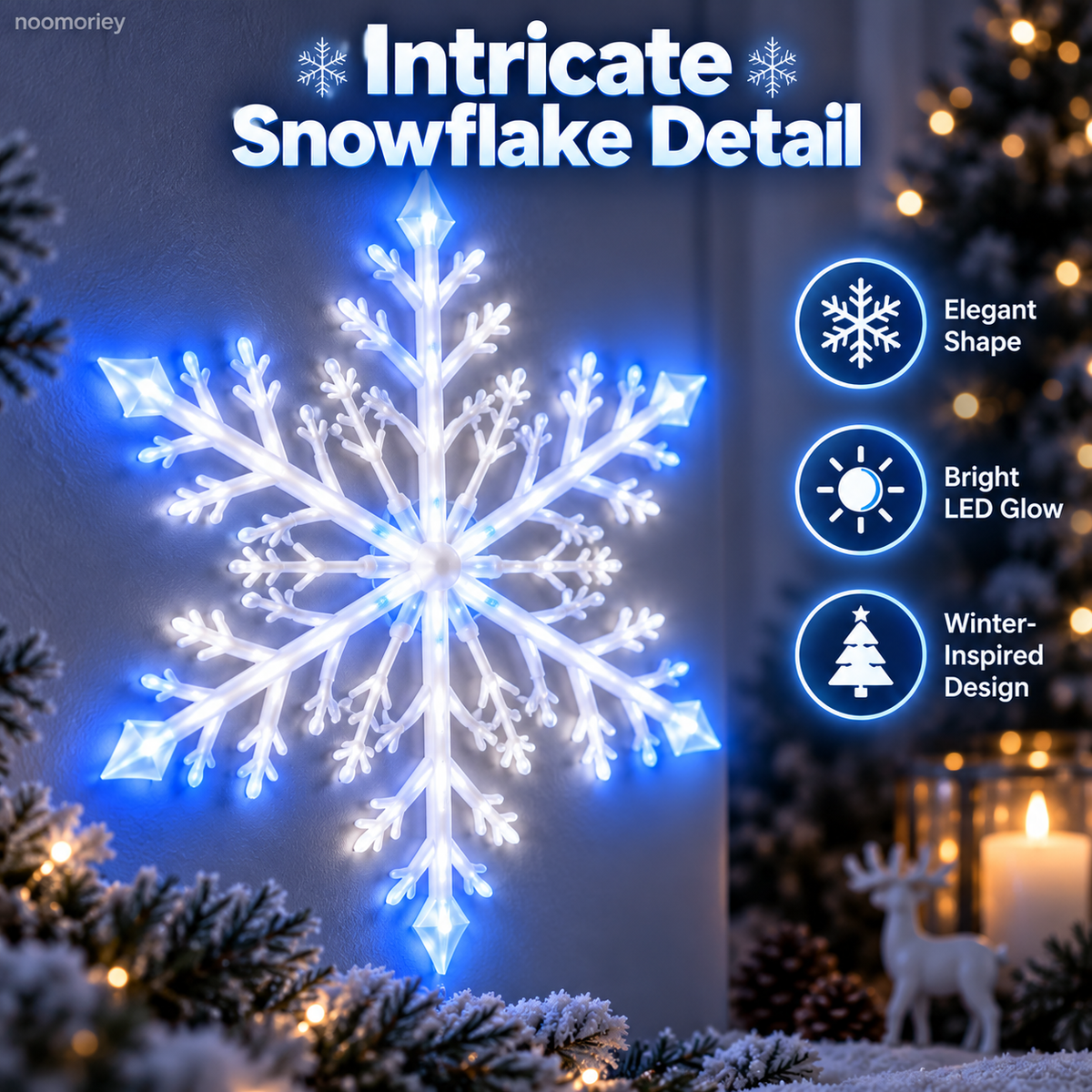 ❄️ LED Snowflake Wall Lights  – Blue & White Christmas Holiday Decor！！！