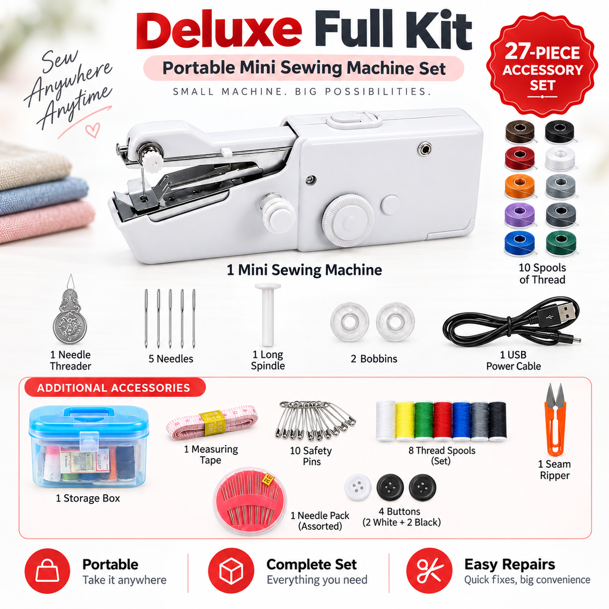 🧵Portable Handheld Sewing Machine – Quick Fabric Repair Tool