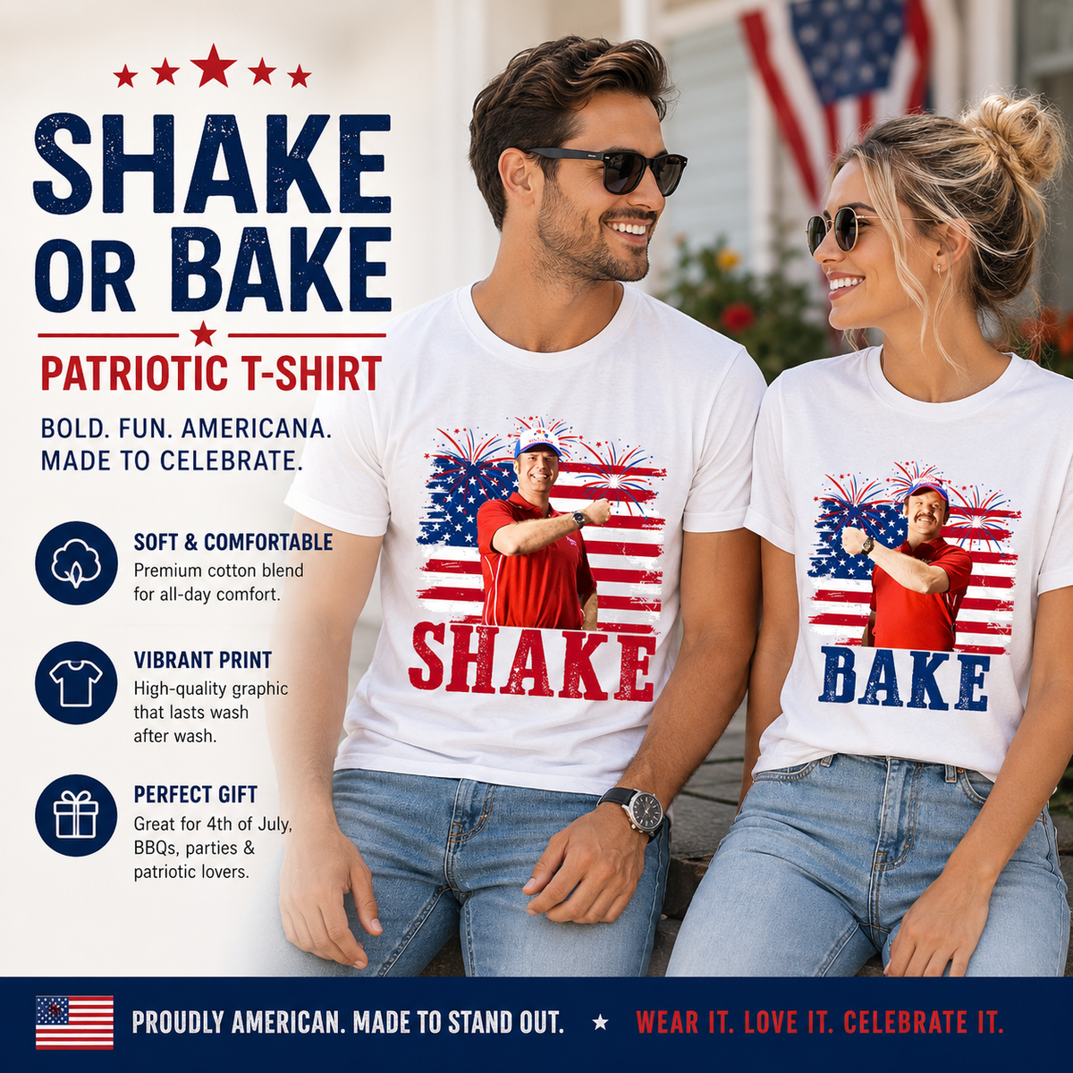 Shake and Bake 4th Of July T-Shirt, Funny Couples Fourth Of July Shirt, Independence Day Tees, Unisex Clothing