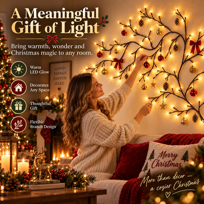 ✨ Flexible LED Branch Lights | Remote-Controlled Holiday Wall Decor(📦Buy 2 Free Shipping)🎁！！！