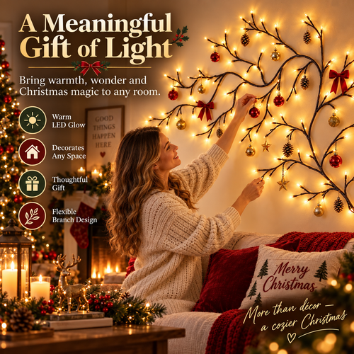 ✨ Flexible LED Branch Lights | Remote-Controlled Holiday Wall Decor(📦Buy 2 Free Shipping)🎁！！！