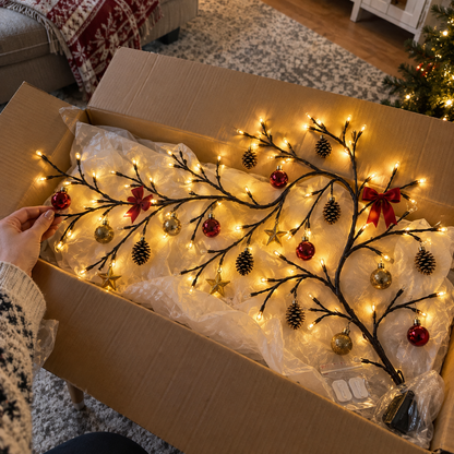✨ Flexible LED Branch Lights | Remote-Controlled Holiday Wall Decor(📦Buy 2 Free Shipping)🎁！！！