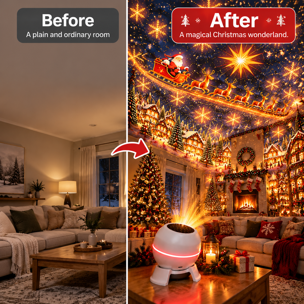 🎄  Christmas Projection Night Light ✨ Create A Magical Holiday Wonderland At Home