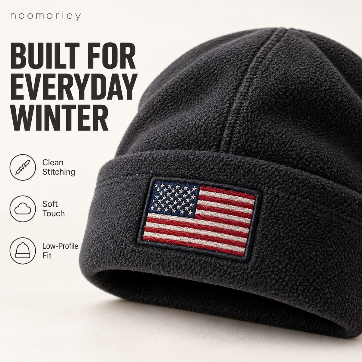 American Flag Embroidery Waffle Watch Cap
