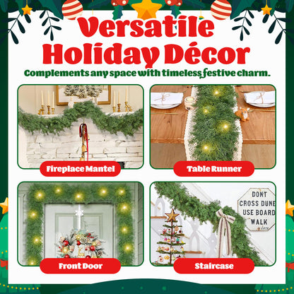 🎄 Christmas Artificial Cedar Garland – Lush, Festive Home décor for Doors, Mantels & Tables! ✨