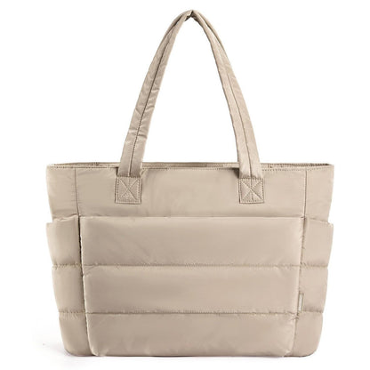 Quilted Puffer Tote Bag for Women – Large Capacity Laptop Shoulder Bag for Work, Travel & Everyday Use