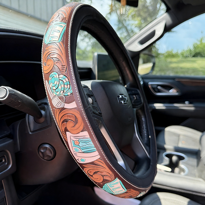 All-Season Breathable Steering Wheel Cover – Western Style, Non-Slip Grip, 14.3-14.6"