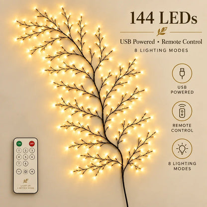 ✨ Flexible LED Branch Lights | Remote-Controlled Holiday Wall Decor(📦Buy 2 Free Shipping)🎁！！！
