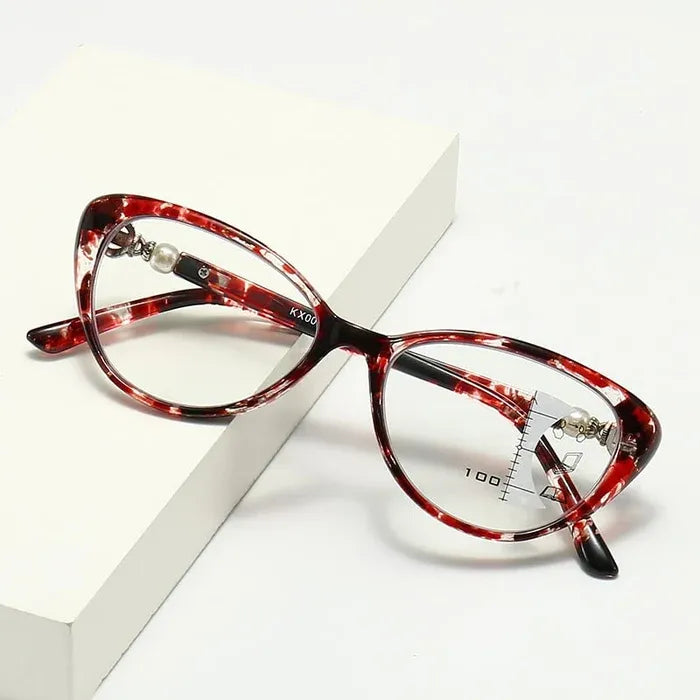 CAT EYE WITH PEARL HINGE PROGRESSIVE MULTIFOCAL READING GLASSES
