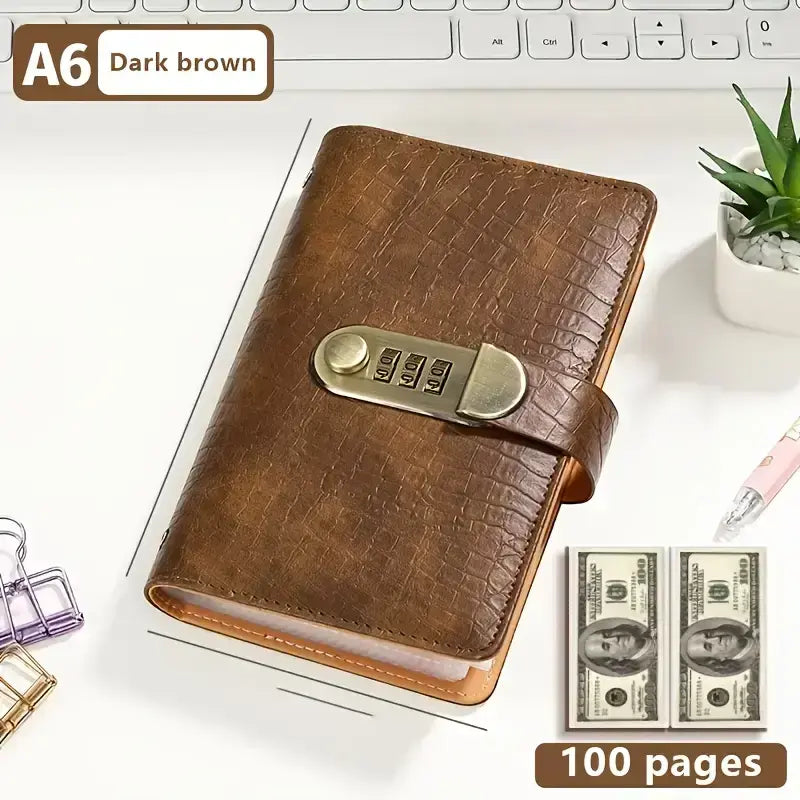 100‑Pocket Banknote Collecting Album, PU Leather Password Lock Currency Binder with Clear Transparent Sleeves, Large‑Capacity Collector Gift