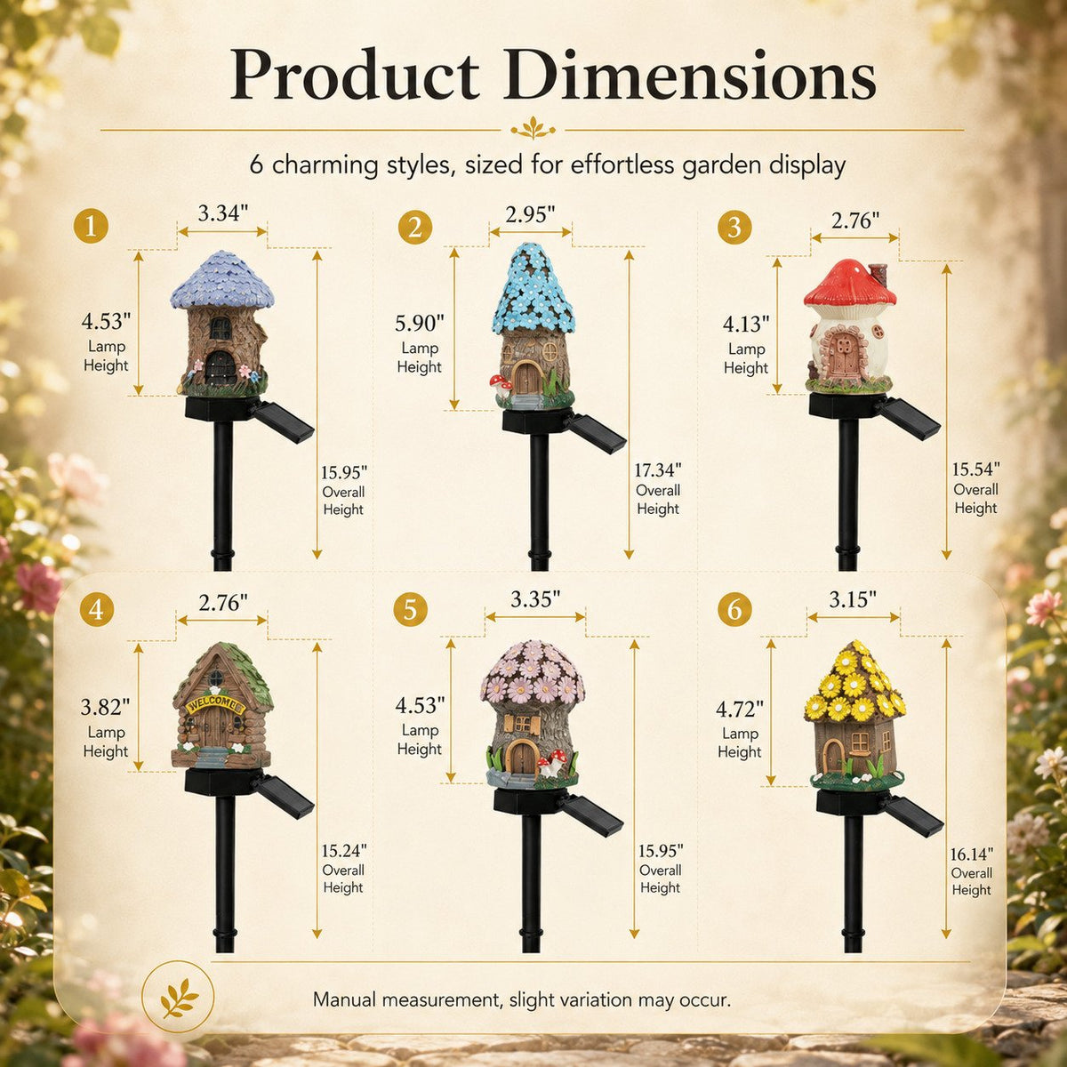 Garden Decor Solar Fairy House Stake Lights - Auto Light Sensor Resin Outdoor Lighting, Waterproof Yard Accessories