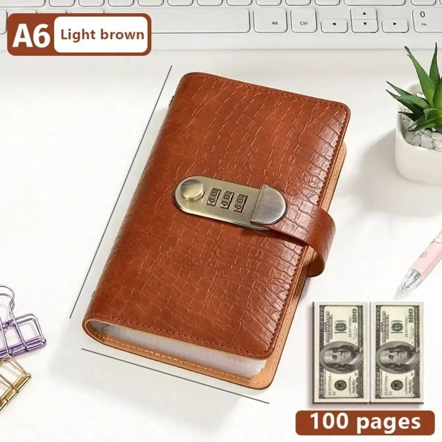 100‑Pocket Banknote Collecting Album, PU Leather Password Lock Currency Binder with Clear Transparent Sleeves, Large‑Capacity Collector Gift