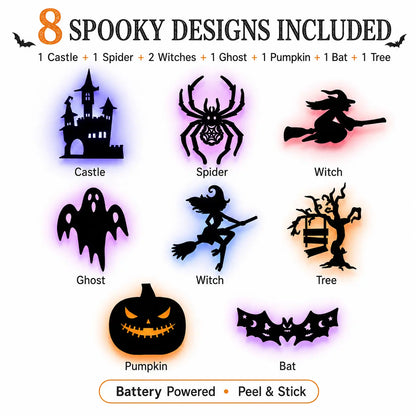 🕯️Halloween LED Silhouette Wall Light Stickers👻🎃