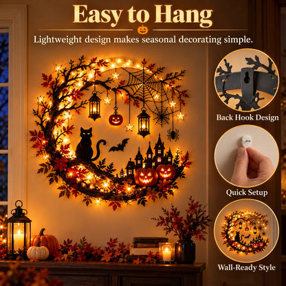 Halloween Crescent Moon Lighted Wall Decor