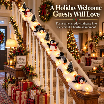 🔥Hot Sale 40% OFF🔥Playful Penguin Snowy Stair Railing Decor！！！