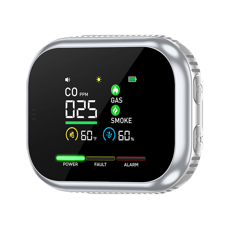 🛡️  6-in-1 Portable Indoor Environment Monitor– CO, Gas, Smoke, Temperature & Humidity Monitor